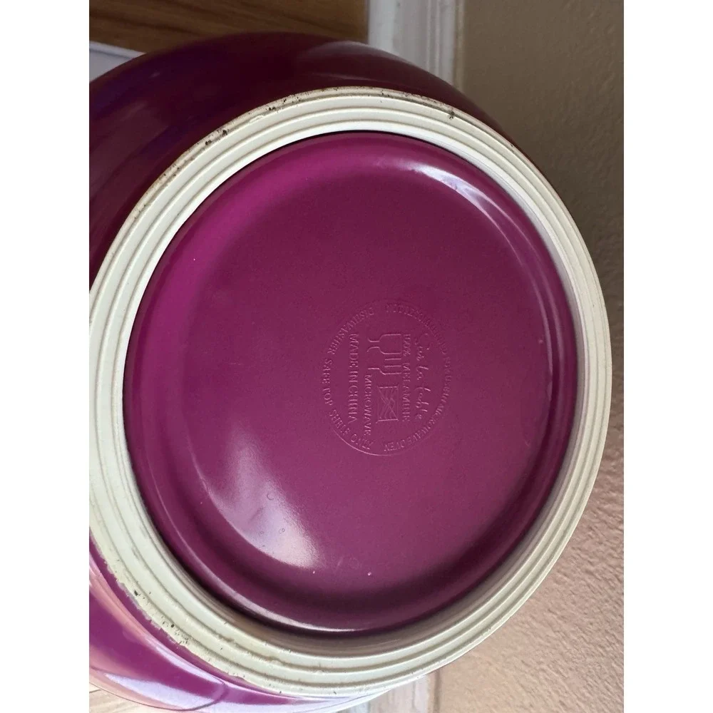 Vintage Sur La Table 3 Mixing Bowls With Spouts: Blue, Maroon, And Purple